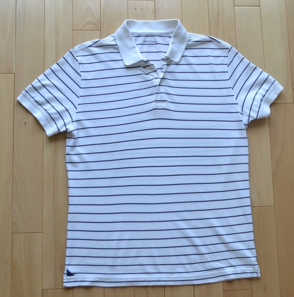 UNTUCKit Short Sleeve Polo Shirt Size L Striped